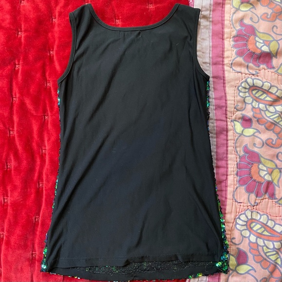 Anna Kaci Sparkle & Shine Green Beetle Toned Sequined Tank Top Goth Mermaid - Picture 9 of 11